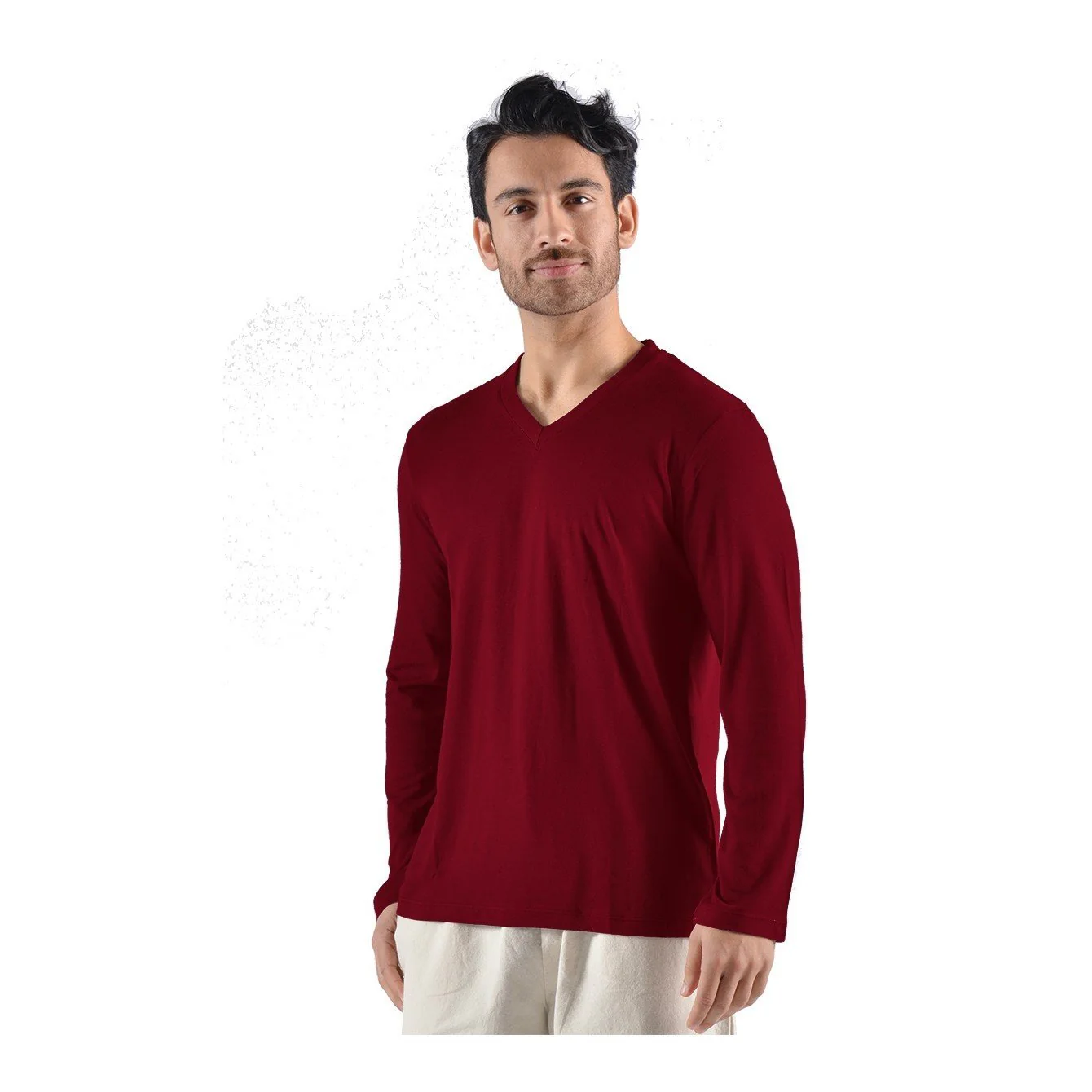 Men's Bamboo/OC Long Sleeve V-Neck T-Shirt - Image 4